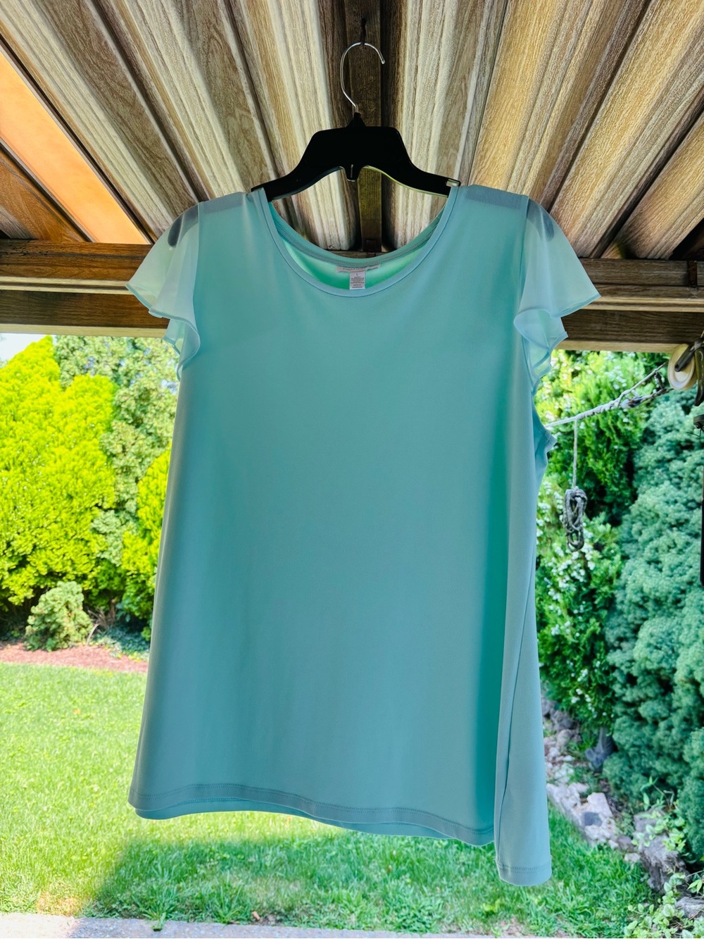Charter Club Light Aqua Flutter-Sleeve Top
